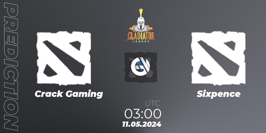 Pronóstico Crack Gaming - Sixpence. 11.05.2024 at 03:00, Dota 2, Gladiator League