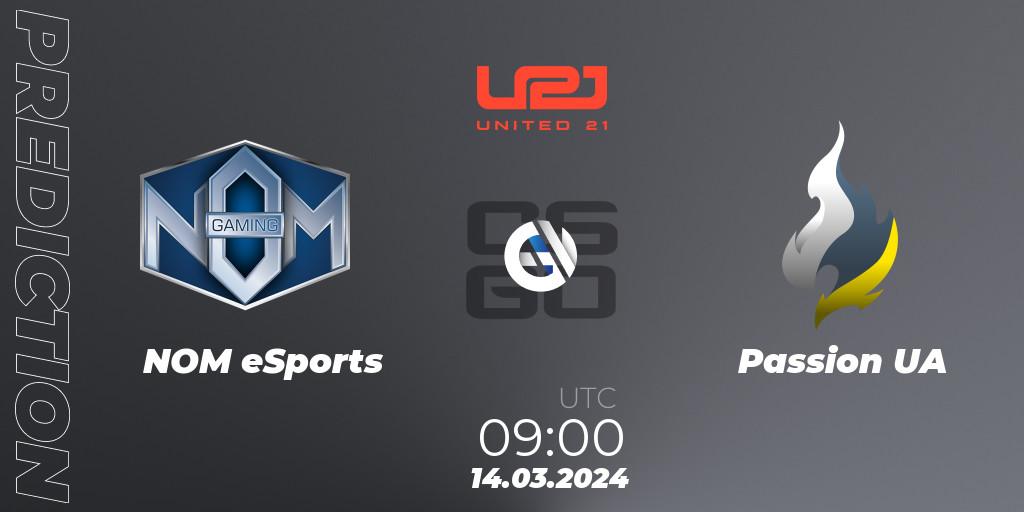 Pronóstico NOM eSports - Passion UA. 14.03.2024 at 09:00, Counter-Strike (CS2), United21 Season 13