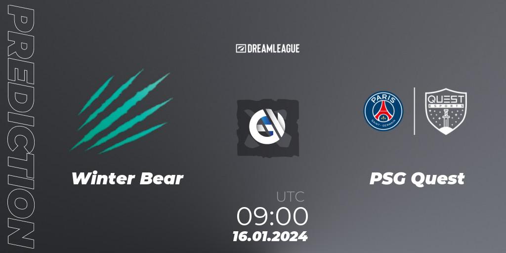 Pronóstico Winter Bear - PSG Quest. 16.01.24, Dota 2, DreamLeague Season 22: MENA Closed Qualifier