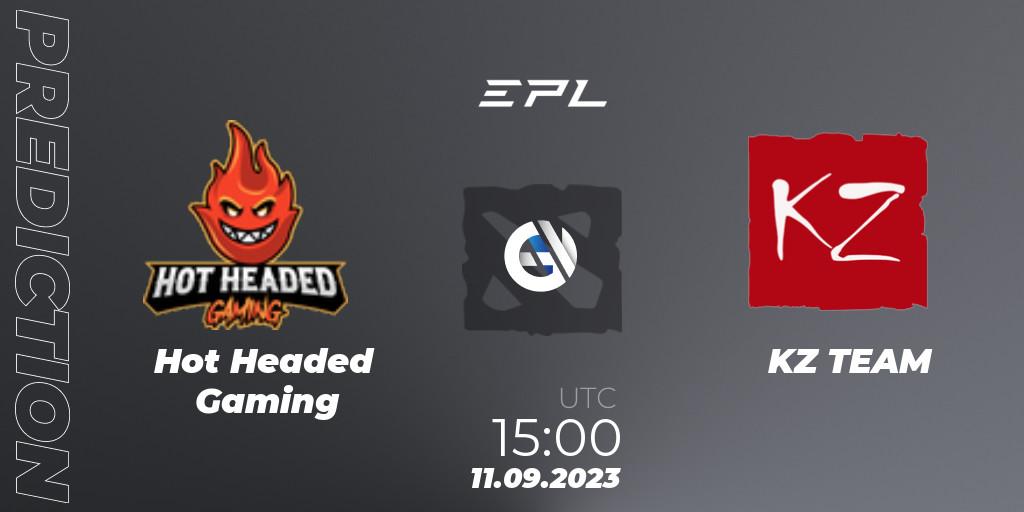 Pronóstico Hot Headed Gaming - KZ TEAM. 11.09.2023 at 16:00, Dota 2, European Pro League Season 12