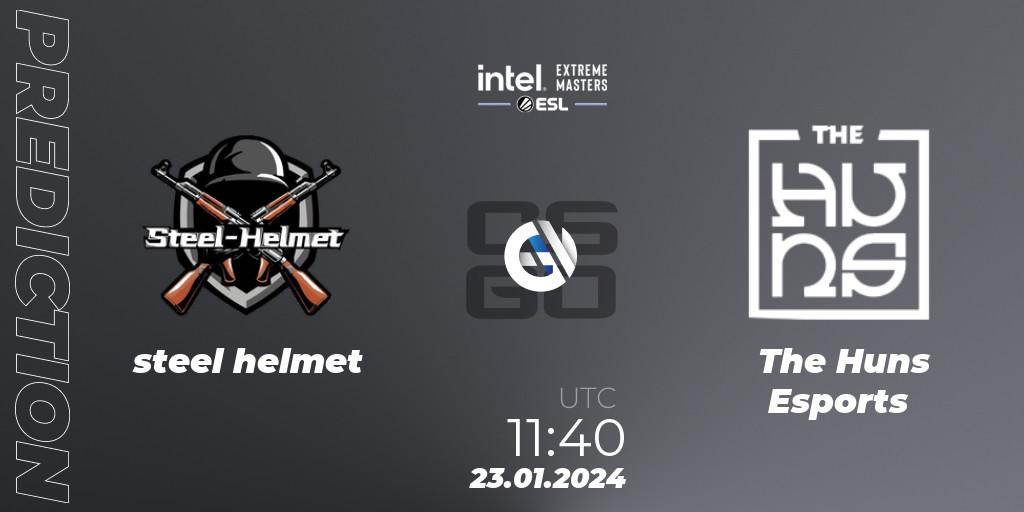 Pronóstico steel helmet - The Huns Esports. 23.01.2024 at 11:40, Counter-Strike (CS2), Intel Extreme Masters China 2024: Asian Open Qualifier #1