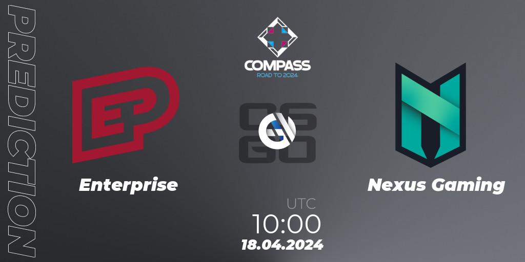 Pronóstico Enterprise - Nexus Gaming. 18.04.24, CS2 (CS:GO), YaLLa Compass Spring 2024