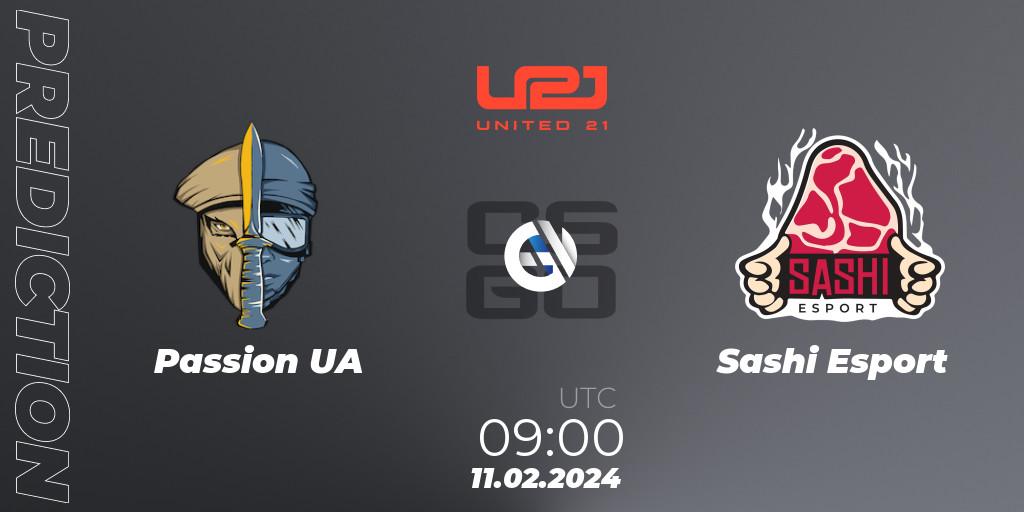 Pronóstico Passion UA - Sashi Esport. 11.02.2024 at 09:30, Counter-Strike (CS2), United21 Season 11