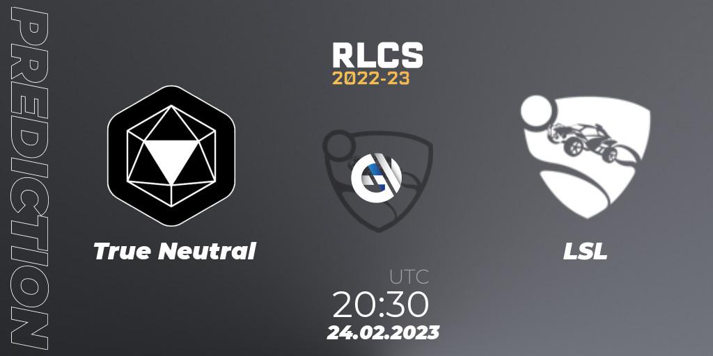 Pronóstico True Neutral - LSL. 24.02.2023 at 20:30, Rocket League, RLCS 2022-23 - Winter: South America Regional 3 - Winter Invitational