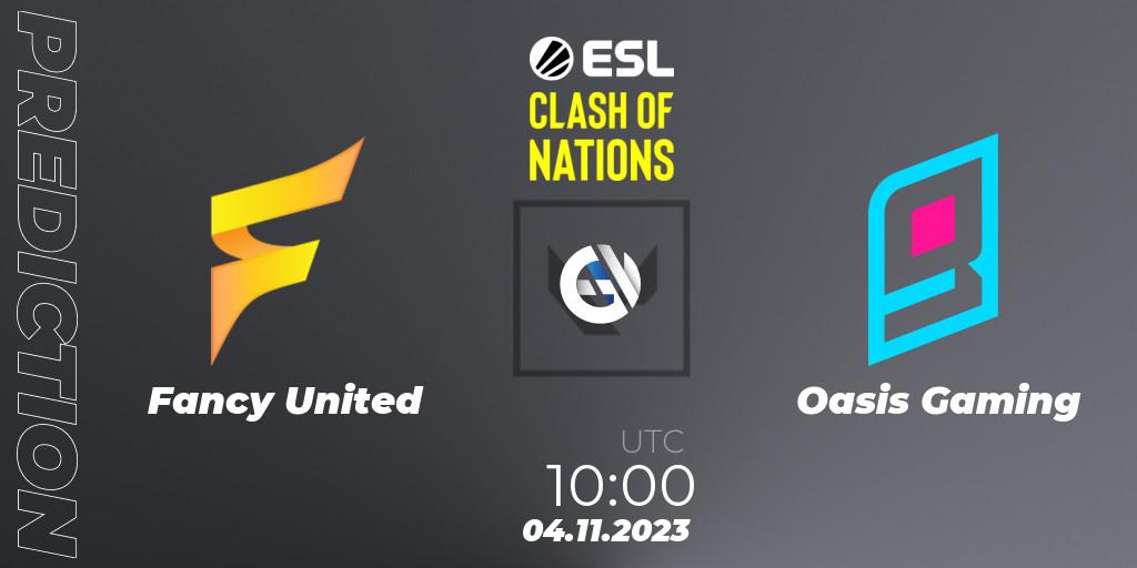 Pronóstico Fancy United - Oasis Gaming. 04.11.2023 at 12:30, VALORANT, ESL Clash of Nations 2023 - SEA Closed Qualifier