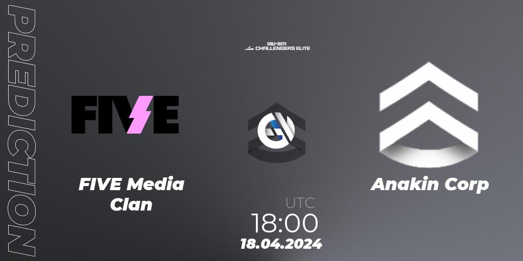Pronóstico FIVE Media Clan - Anakin Corp. 18.04.2024 at 18:00, Call of Duty, Call of Duty Challengers 2024 - Elite 2: EU