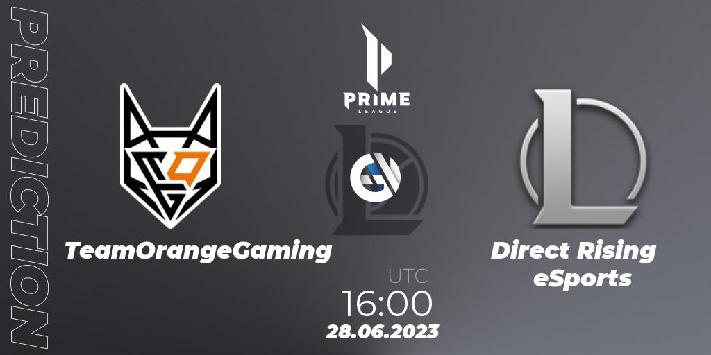Pronóstico TeamOrangeGaming - Direct Rising eSports. 28.06.2023 at 16:00, LoL, Prime League 2nd Division Summer 2023