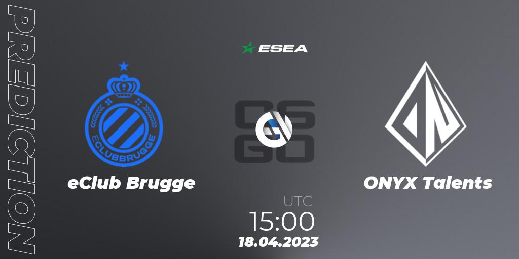 Pronóstico eClub Brugge - ONYX Talents. 24.04.23, CS2 (CS:GO), ESEA Season 45: Advanced Division - Europe