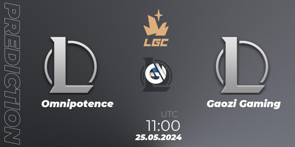 Pronóstico Omnipotence - Gaozi Gaming. 25.05.2024 at 11:00, LoL, Legend Cup 2024