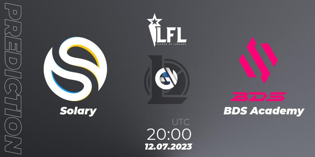 Pronóstico Solary - BDS Academy. 12.07.2023 at 20:00, LoL, LFL Summer 2023 - Group Stage