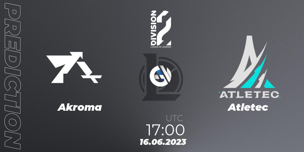 Pronóstico Akroma - Atletec. 16.06.2023 at 17:00, LoL, LFL Division 2 Summer 2023 - Group Stage
