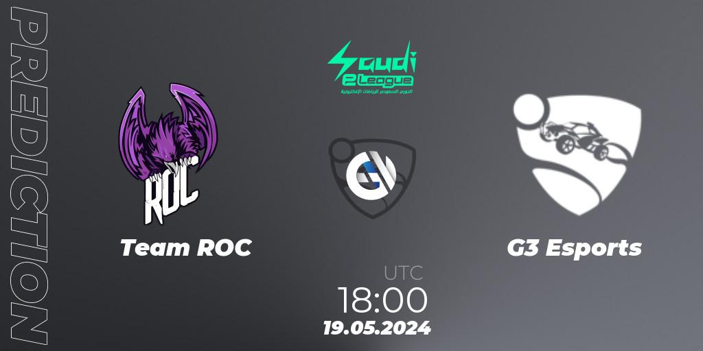 Pronóstico Team ROC - G3 Esports. 19.05.2024 at 18:00, Rocket League, Saudi eLeague 2024 - Major 2: Online Major Phase 1