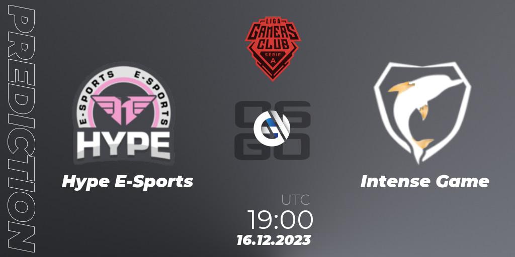 Pronóstico Hype E-Sports - Intense Game. 16.12.2023 at 19:00, Counter-Strike (CS2), Gamers Club Liga Série A: December 2023