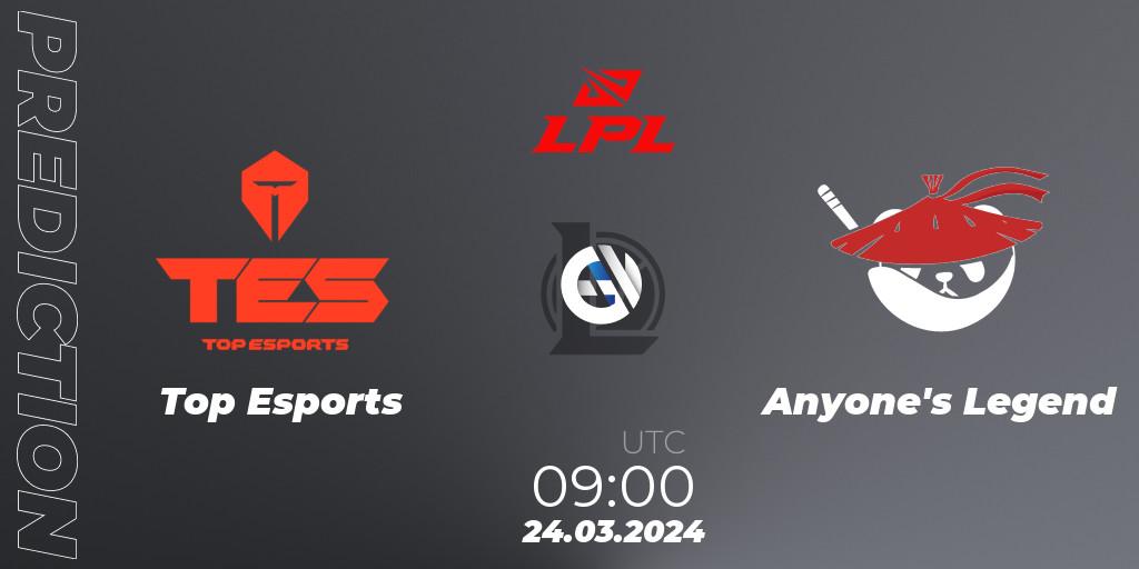 Pronóstico Top Esports - Anyone's Legend. 24.03.24, LoL, LPL Spring 2024 - Group Stage