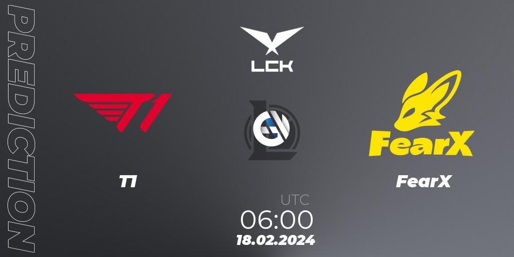Pronóstico T1 - FearX. 18.02.24, LoL, LCK Spring 2024 - Group Stage