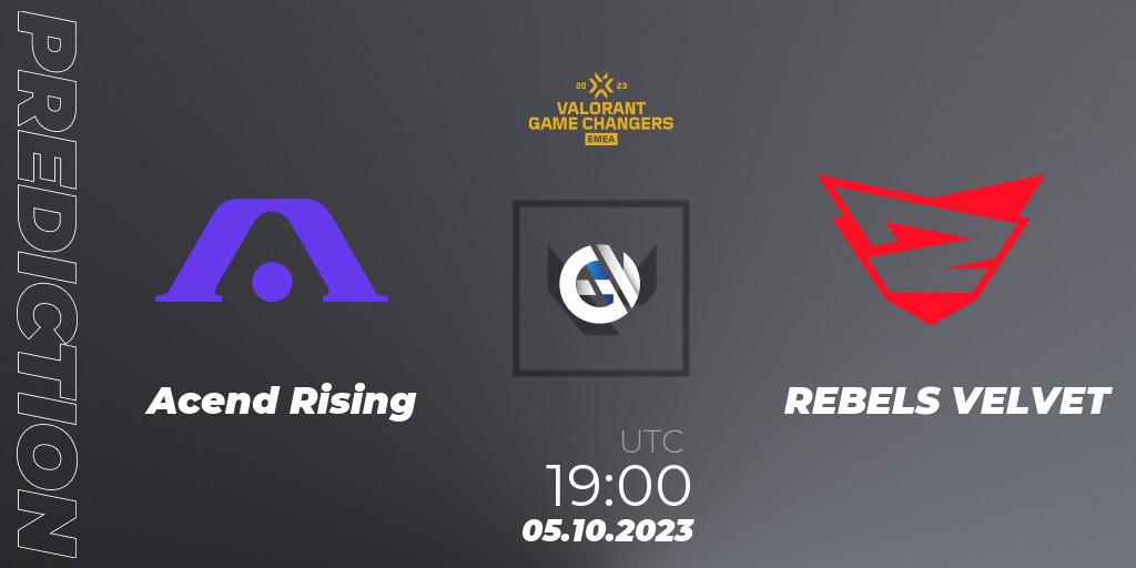 Pronóstico Acend Rising - REBELS VELVET. 05.10.2023 at 19:20, VALORANT, VCT 2023: Game Changers EMEA Stage 3 - Playoffs