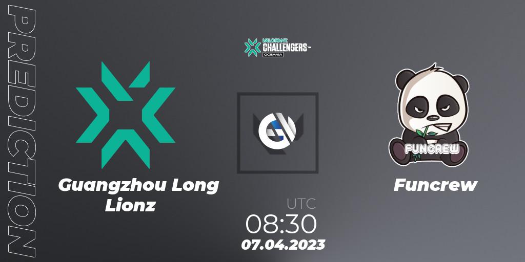Pronóstico Guangzhou Long Lionz - Funcrew. 07.04.2023 at 08:30, VALORANT, VALORANT Challengers 2023: Oceania Split 2 - Group Stage