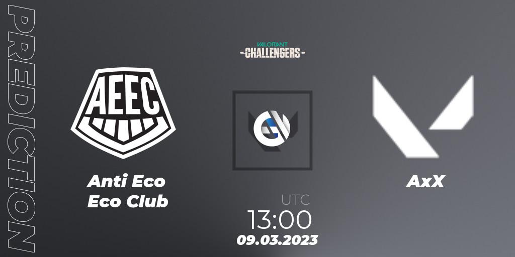 Pronóstico Anti Eco Eco Club - AxX. 09.03.2023 at 13:00, VALORANT, VALORANT Challengers 2023: Hong Kong and Taiwan Split 1