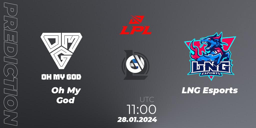 Pronóstico Oh My God - LNG Esports. 28.01.24, LoL, LPL Spring 2024 - Group Stage