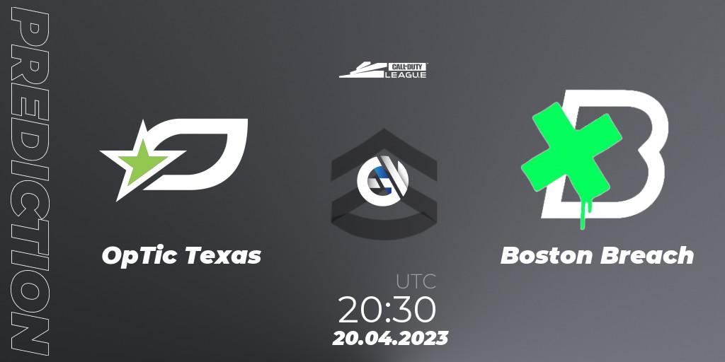 Pronóstico OpTic Texas - Boston Breach. 20.04.2023 at 20:30, Call of Duty, Call of Duty League 2023: Stage 4 Major
