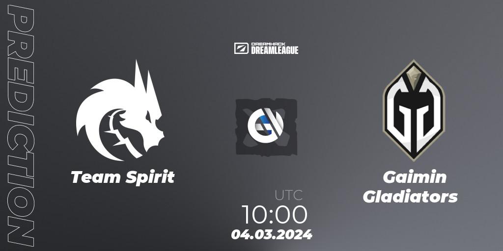 Pronóstico Team Spirit - Gaimin Gladiators. 04.03.2024 at 09:55, Dota 2, DreamLeague Season 22