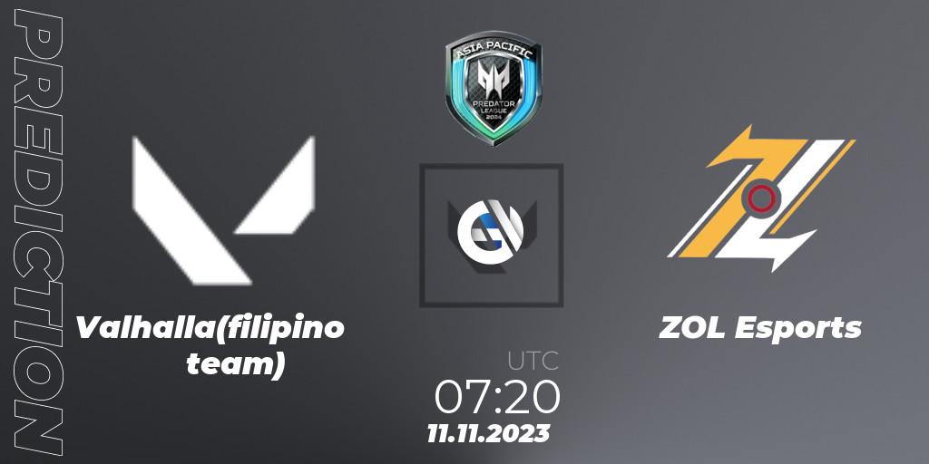 Pronóstico Valhalla(filipino team) - ZOL Esports. 11.11.2023 at 12:00, VALORANT, Predator League Philippines 2024