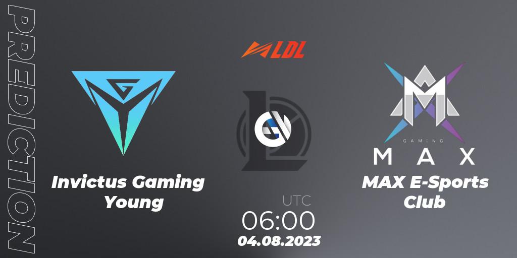 Pronóstico Invictus Gaming Young - MAX E-Sports Club. 04.08.2023 at 06:00, LoL, LDL 2023 - Playoffs