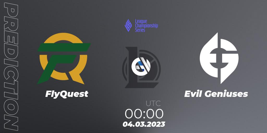 Pronóstico FlyQuest - Evil Geniuses. 04.03.2023 at 00:00, LoL, LCS Spring 2023 - Group Stage