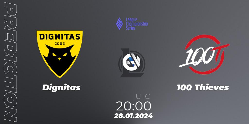 Pronóstico Dignitas - 100 Thieves. 28.01.2024 at 20:00, LoL, LCS Spring 2024 - Group Stage