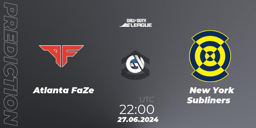 Pronóstico Atlanta FaZe - New York Subliners. 27.06.2024 at 22:00, Call of Duty, Call of Duty League 2024: Stage 4 Major