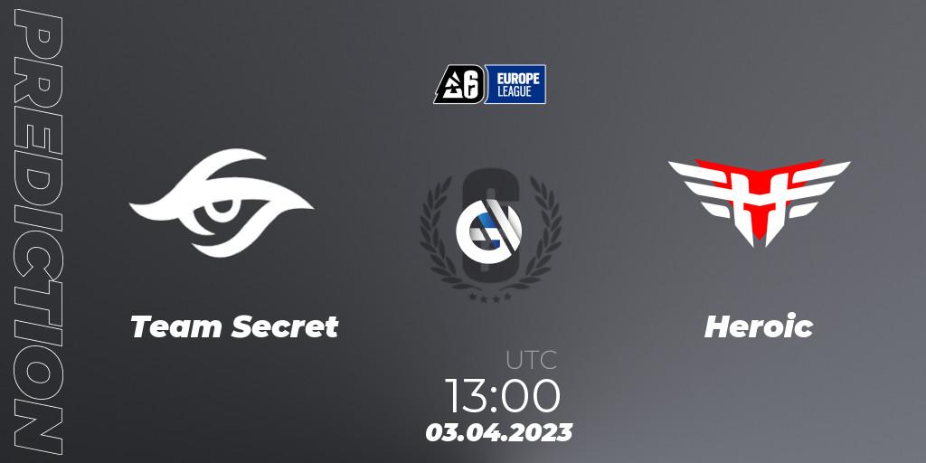 Pronóstico Team Secret - Heroic. 03.04.2023 at 13:00, Rainbow Six, Europe League 2023 - Stage 1