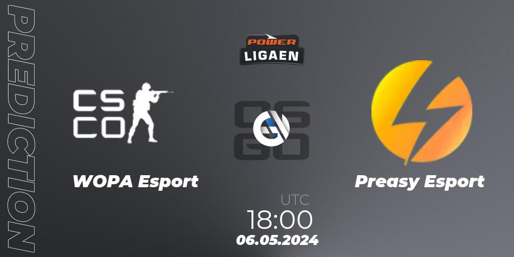 Pronóstico WOPA Esport - Preasy Esport. 06.05.2024 at 18:00, Counter-Strike (CS2), Dust2.dk Ligaen Season 26