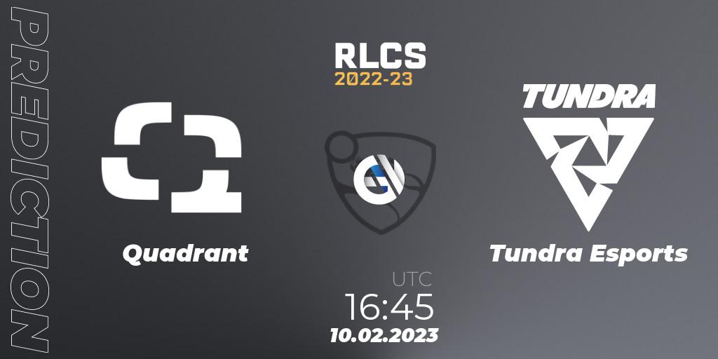 Pronóstico Quadrant - Tundra Esports. 10.02.2023 at 16:45, Rocket League, RLCS 2022-23 - Winter: Europe Regional 2 - Winter Cup