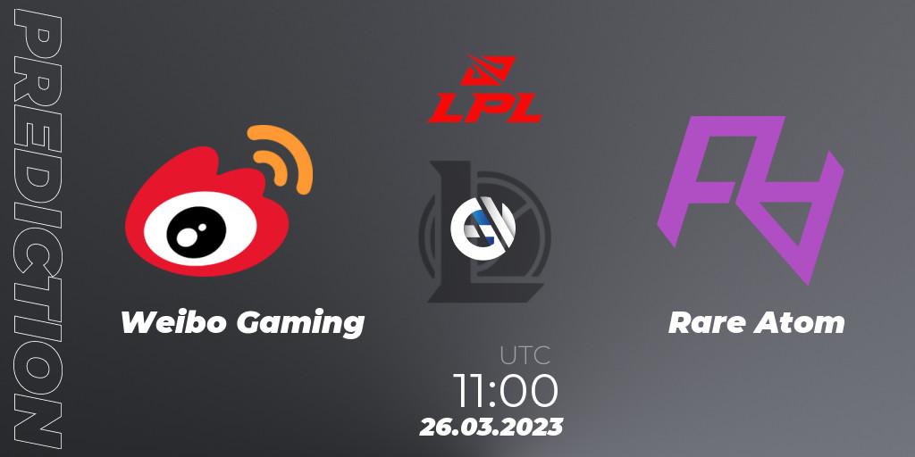 Pronóstico Weibo Gaming - Rare Atom. 26.03.23, LoL, LPL Spring 2023 - Group Stage