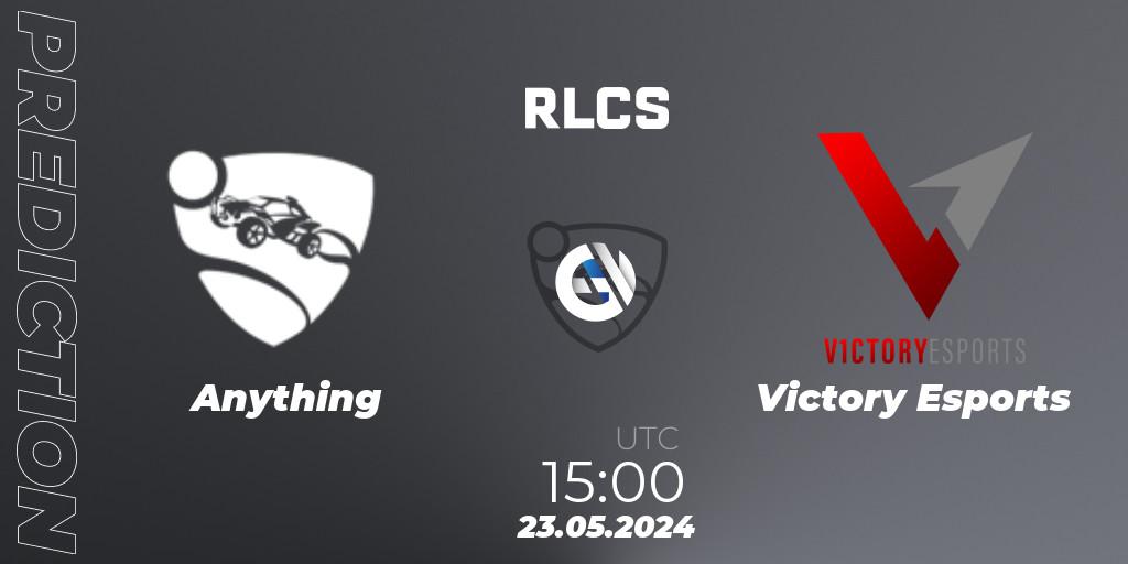 Pronóstico Anything - Victory Esports. 23.05.2024 at 15:00, Rocket League, RLCS 2024 - Major 2: MENA Open Qualifier 6