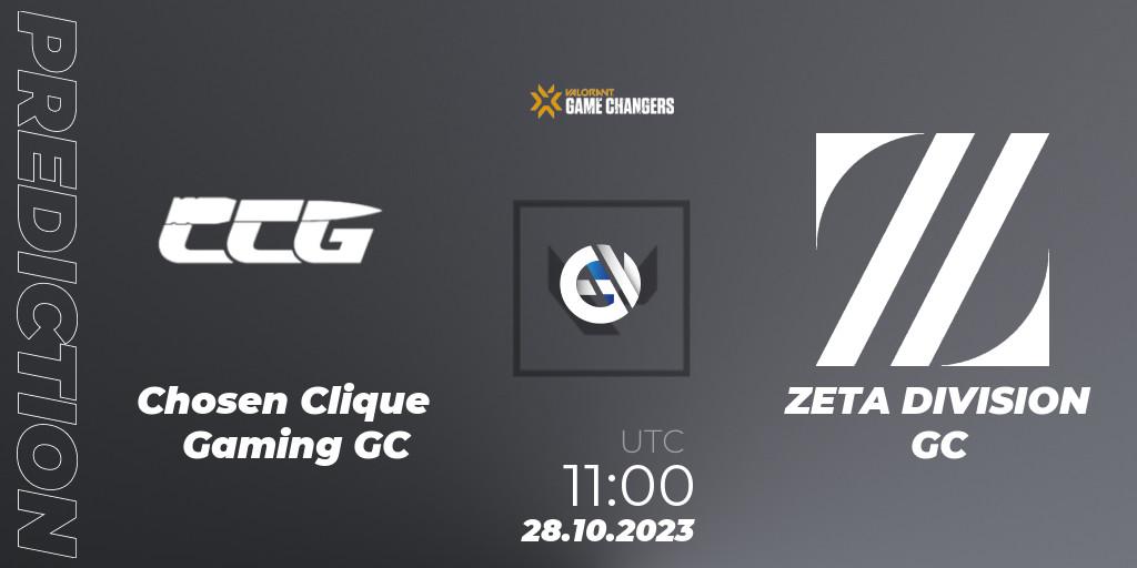 Pronóstico Chosen Clique Gaming GC - ZETA DIVISION GC. 28.10.2023 at 11:00, VALORANT, VCT 2023: Game Changers East Asia