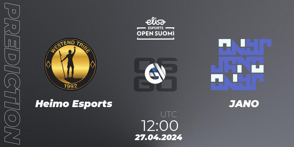 Pronóstico Heimo Esports - JANO. 27.04.24, CS2 (CS:GO), Elisa Open Suomi Season 6