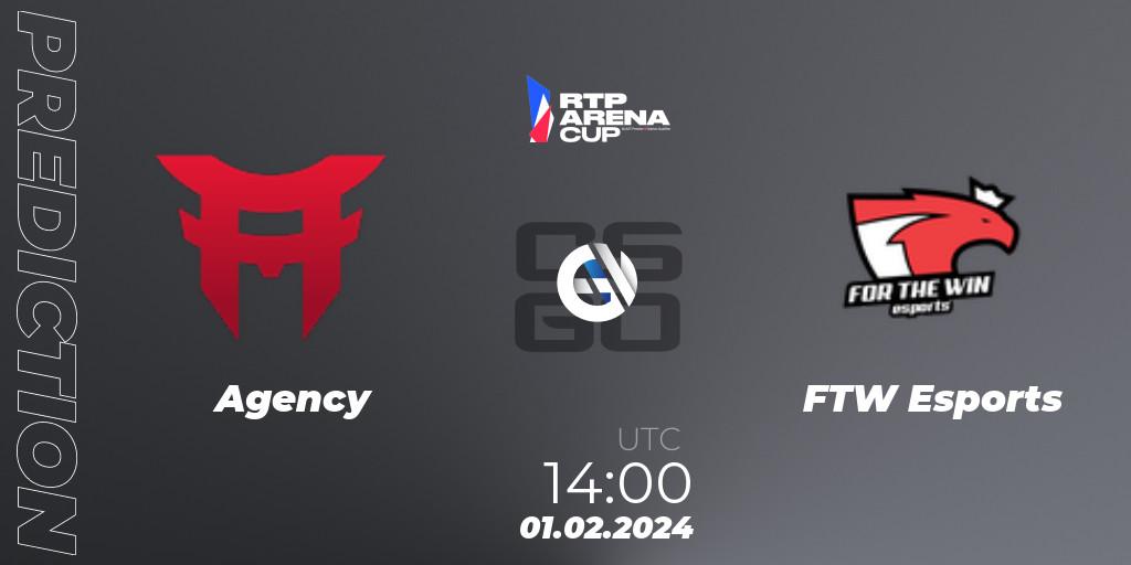 Pronóstico Agency - FTW Esports. 01.02.2024 at 14:00, Counter-Strike (CS2), RTP Arena Cup 2024