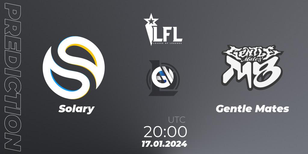 Pronóstico Solary - Gentle Mates. 17.01.2024 at 20:00, LoL, LFL Spring 2024