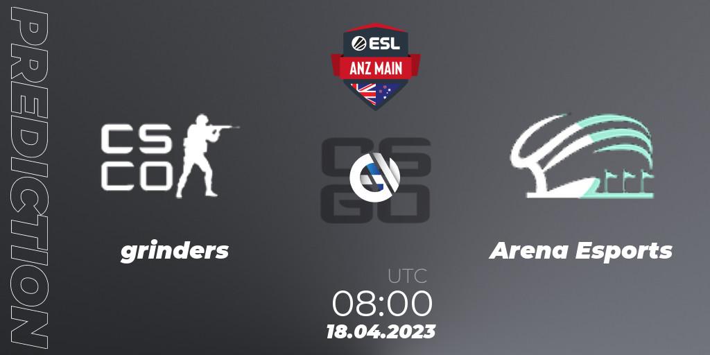 Pronóstico grinders - Arena Esports. 18.04.2023 at 08:00, Counter-Strike (CS2), ESL ANZ Main Season 16