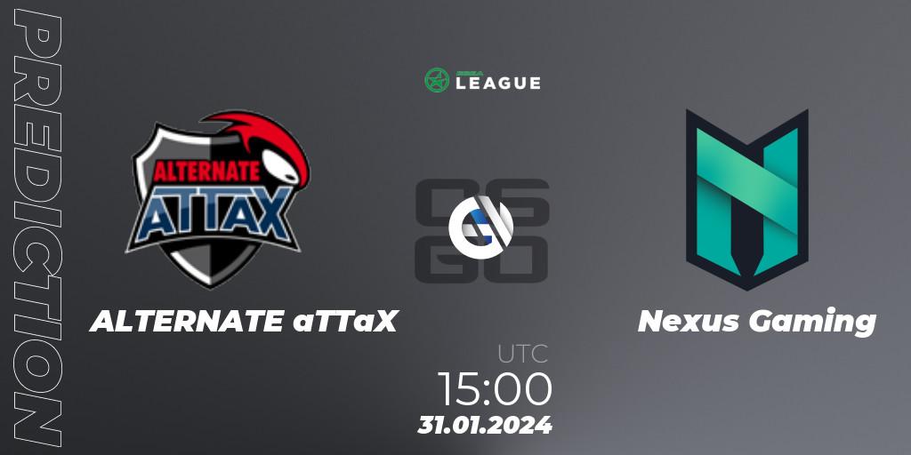 Pronóstico ALTERNATE aTTaX - Nexus Gaming. 31.01.2024 at 15:00, Counter-Strike (CS2), ESEA Season 48: Advanced Division - Europe