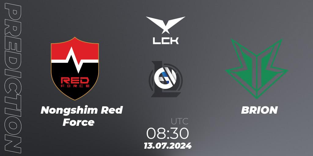 Pronóstico Nongshim Red Force - BRION. 13.07.2024 at 08:30, LoL, LCK Summer 2024 Group Stage