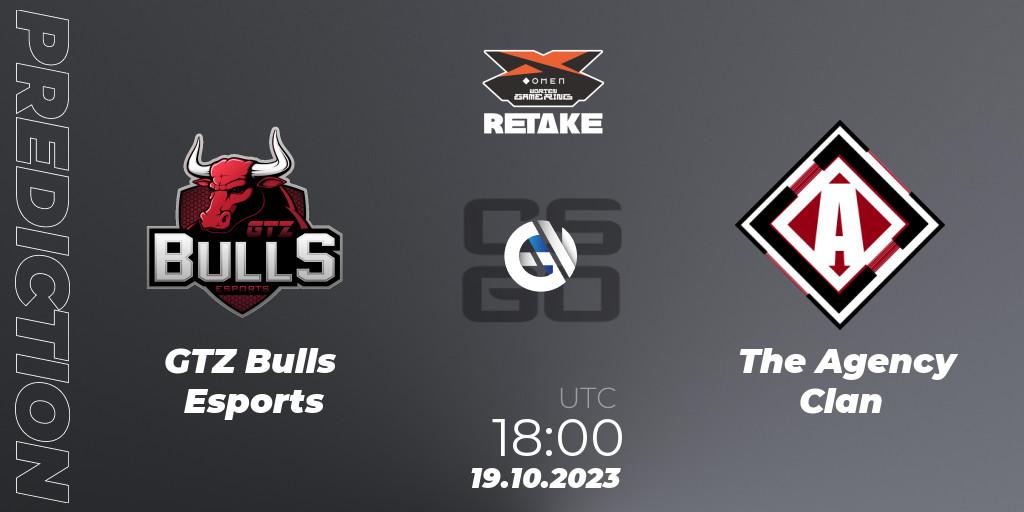 Pronóstico GTZ Bulls Esports - The Agency Clan. 19.10.23, CS2 (CS:GO), Circuito Retake Season 7: Take #2