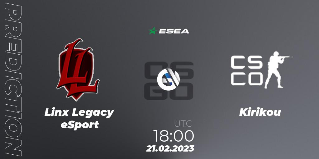 Pronóstico Linx Legacy eSport - Kirikou. 26.02.23, CS2 (CS:GO), ESEA Season 44: Advanced Division - Europe