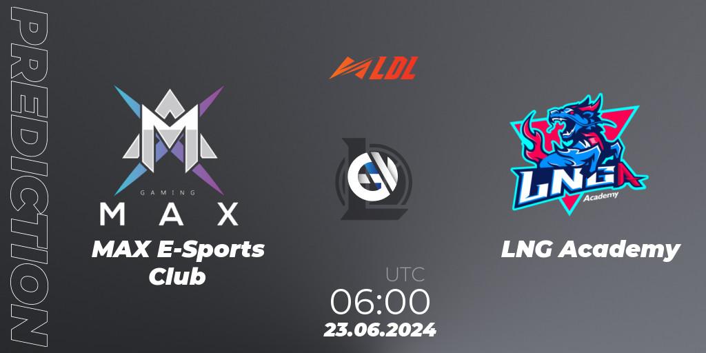 Pronóstico MAX E-Sports Club - LNG Academy. 23.06.2024 at 06:00, LoL, LDL 2024 - Stage 3