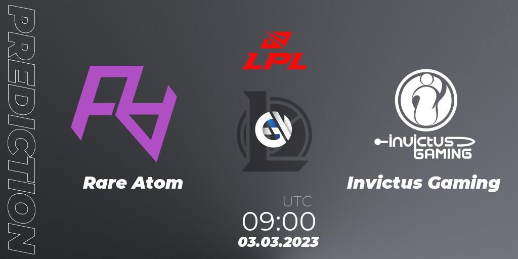Pronóstico Rare Atom - Invictus Gaming. 03.03.2023 at 09:00, LoL, LPL Spring 2023 - Group Stage