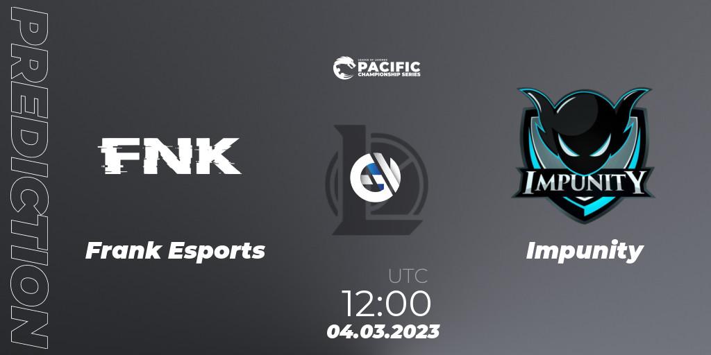 Pronóstico Frank Esports - Impunity. 04.03.2023 at 12:00, LoL, PCS Spring 2023 - Group Stage