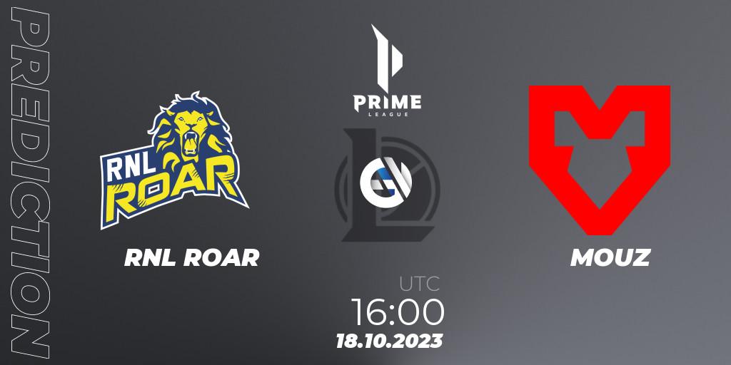 Pronóstico RNL ROAR - MOUZ. 18.10.2023 at 18:00, LoL, Prime League Pokal 2023