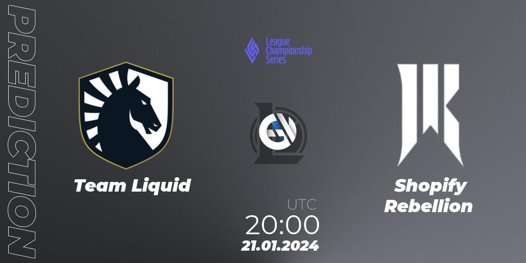 Pronóstico Team Liquid - Shopify Rebellion. 21.01.2024 at 20:00, LoL, LCS Spring 2024 - Group Stage