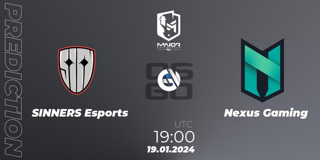 Pronóstico SINNERS Esports - Nexus Gaming. 19.01.2024 at 19:00, Counter-Strike (CS2), PGL CS2 Major Copenhagen 2024 Europe RMR Closed Qualifier